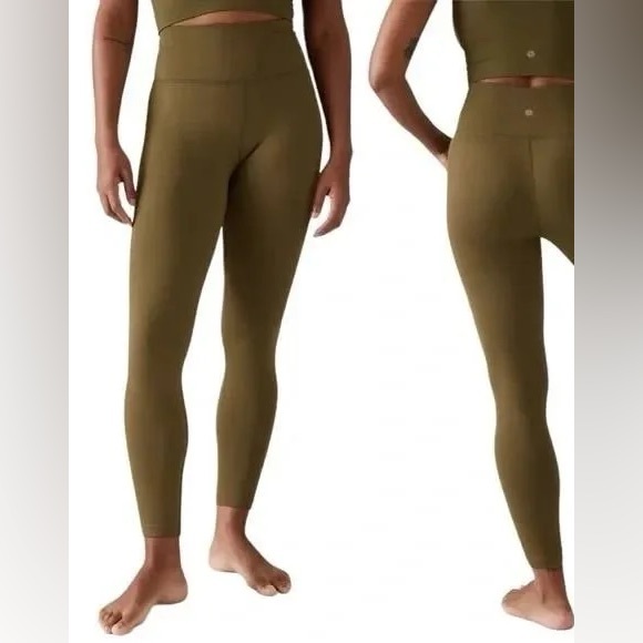 Athleta Pants - Athleta Aurora Seamless High-Waist Leggings Ribbed Crop Olive
Green, XS EUC